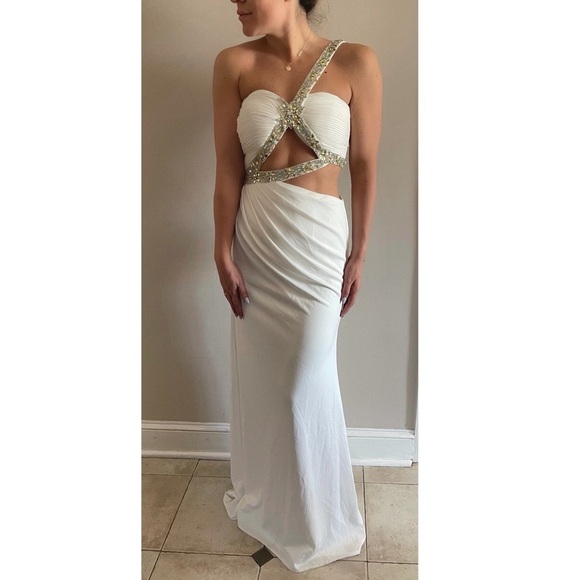 Jovani White Dress with Sequin - Picture 1 of 7